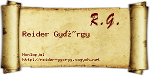 Reider György névjegykártya